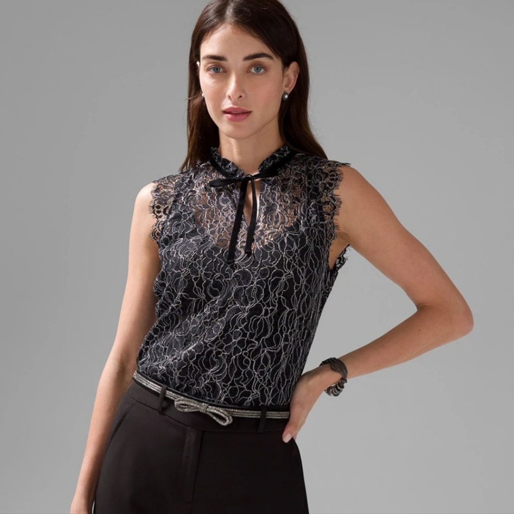 new with tags White house black market sleeveless lace neck shell